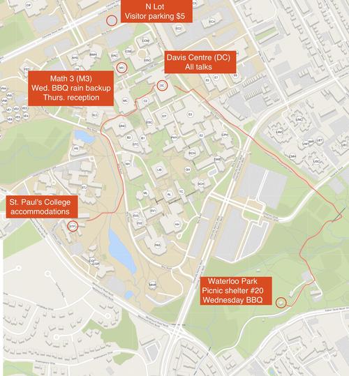 Campus map with locations on campus for SAC